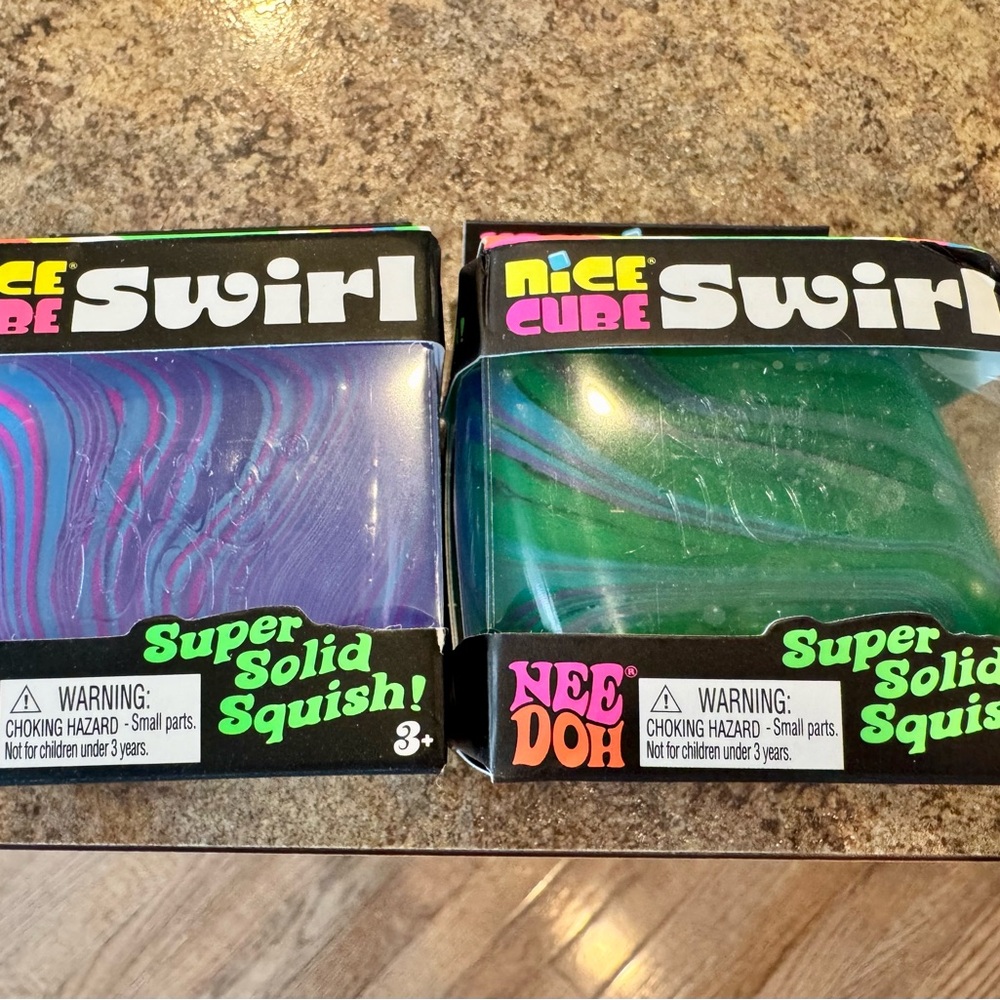 NeeDoh Nice Cube Swirl Super Solid Squish - Blue/Green Swirl